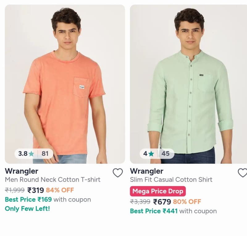 Upto 84% Off On Men's Clothing