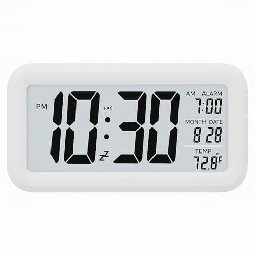 🛒 JASIFS Digital Alarm Clock with 1 Year Warranty,Table Clock, Date and Temperature Display, Compact Desk Clock for Students,Home,Office,Bedroom,Living Room,Home Decor,Corporate(White Digital)