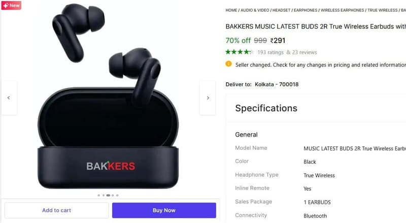 🔥  True Wireless Earbuds @ ₹291
