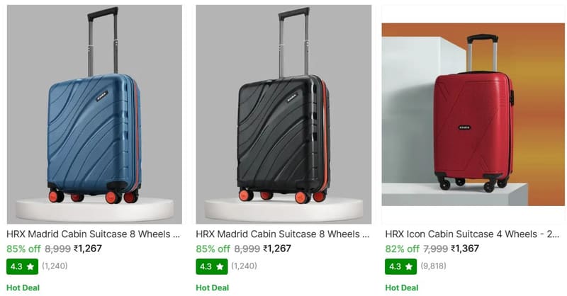 🔥  HRX Trolley Bags From ₹1267