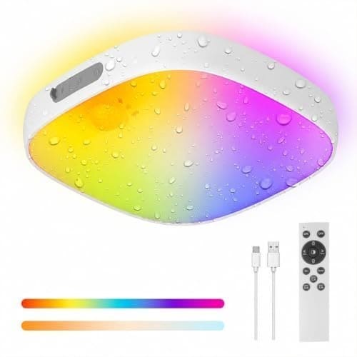 🛒 ELEPHANTBOAT® RGB LED Ceiling Light with Motion Sensor & Remote, Dimmable LED Sensor Light for Home Indoor, USB Rechargeable 8000mAh Ceiling Lamp Decorative Light for Bathroom, Living Room