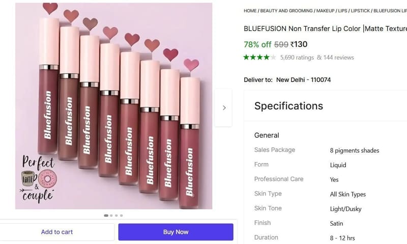 🔥  Pack of 8 Lip Color @ ₹130