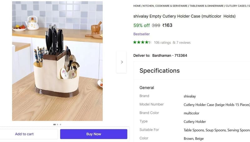 🔥  Cutlery Holder Case @ ₹163