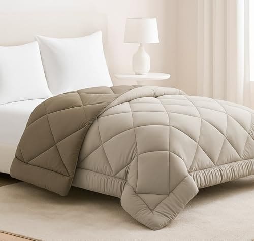 🛒 BSB HOME Luxury Reversible Comforter Double Size | Dual Color Soft Quilt for AC Room | Winter & Summer | Rainy Season Plush Microfiber | Solid Color Comforter – 90x100 Inches, Beige & Mouse