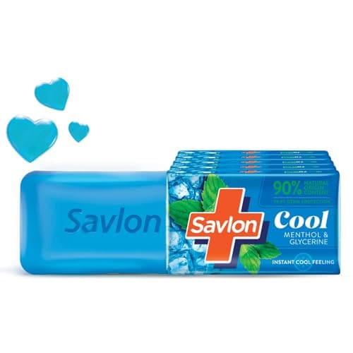 Savlon Cool Bathing Soap Bar 600g (120g Pack of 5) | 99.9% G...