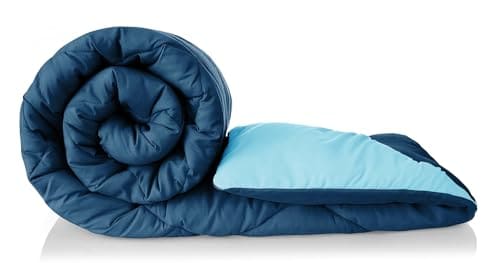 🛒 BSB HOME 220 GSM Solid Plain Reversible Summer Microfiber AC Comforter/Duvet| All Season Single Size 3 Layered Quilted Blanket for Single Bed (220 cm x 152 cm, Ocean Blue Grey)