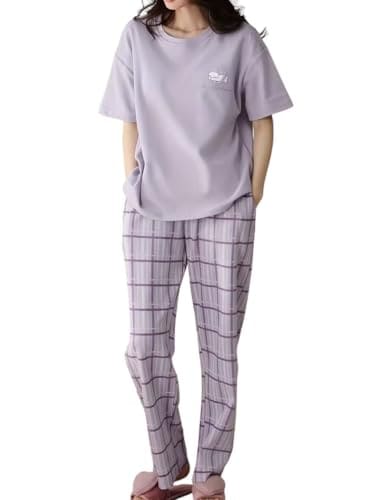 🛒 SHIENZY Women Korean Style Night Suit | Round Neck Short Sleeve Cute Printed Cotton Pajama Set for Girls & Women | Soft Nightwear, Lounge Wear, Sleepwear for Women | Co-ord Set(New-1695_LVNDR_XL)