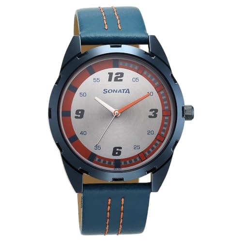 🛒 Sonata Blues Quartz Analog Two Toned Dial Metal Strap Watch for Men-7149QL01