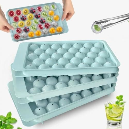 🛒 Jpiez Round Ball Plastic Ice Cube Tray, Perfect for Drinks, Cocktails, and Juices Multicolor (Pack of 1)
