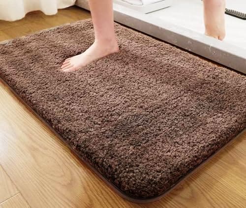 🛒 HOWNICE Decore Microfiber Door Mats for Home Entrance Living Room | Anti Skid Doormats for Bathroom Entrance and Bedrooms | Main Door Mats for Entrance Mat (Bedroom Matt Brown Mat)