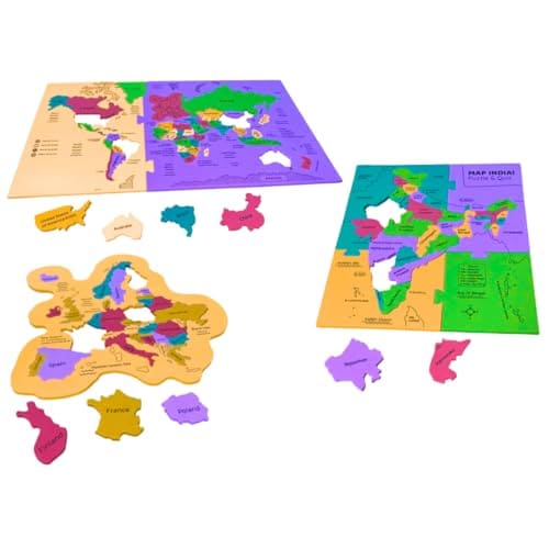 Storio 3 in 1 Map Puzzle for Kids India, Europe and World | ...