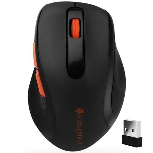 🛒 Zebronics Wireless Mouse, Dual Mode 2.4GHz + Bluetooth, Up to 1600 DPI, 6 Buttons, USB Nano Receiver, Ergonomic Design, Plug and Play (Curve)