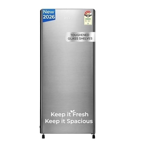 🛒 Haier 190 L 4 Star Direct Cool Single Door Refrigerator with Fast Ice Making, Easy Clean Back, Large Vegetable Box (HED-204TDSA-N, Dazzle Steel, 2026 Model)