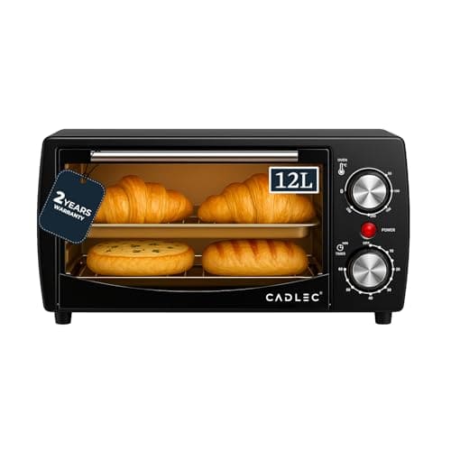 🛒 Cadlec Cruise Pro 12L Multi-Function OTG for Kitchen, 1000W Oven Toaster Griller, Bake Grill Toast, Oven for Baking, Adjustable Temperature & Timer, Black, 2 Year Warranty