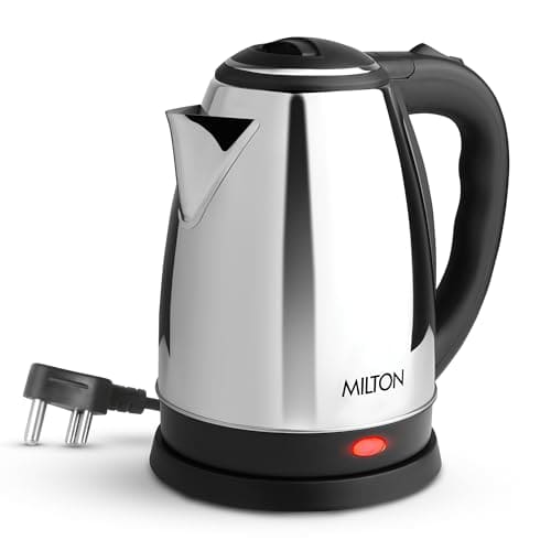 🛒 Milton Euroline Go Electro Stainless Steel Electric Kettle 1.2L, 1350 Watts, Portable Electric Kettle for Home, Office, Cool-touch Handle & Lid, Auto Cut-off, Detachable 360 Degree Connector, Silver