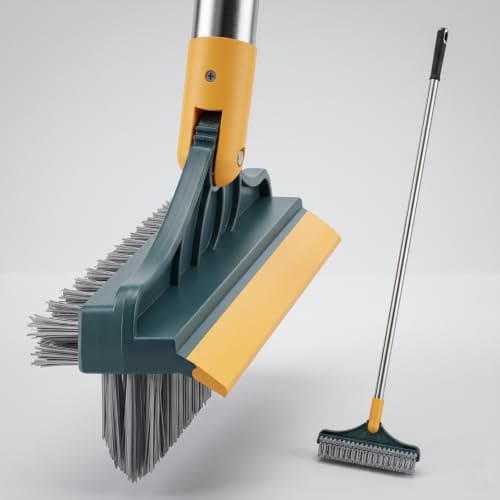 🛒 3-in-1 Bathroom Cleaning Brush with Wiper - Bathroom Cleaning Brush Long Handle 180° Rotate Toilet Brush Bathroom Tiles Cleaning, Wiper Floor for Kitchen Bathroom Cleaning