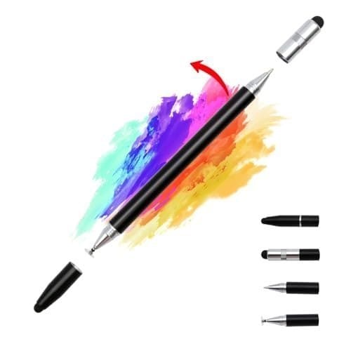 🛒 ZORBES® 4-in-1 Universal Capacitive Stylus Pen for Touch Screens Lightweight Aluminum Body with 4 Interchangeable Tips 2 Rubber Tip Sizes Disc Tip Fine Point Compatible for iOS Android Windows Devices