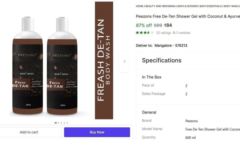 💥 Shower Gel  (2 x 300 ml) @ ₹84