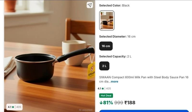🔥Stainless Steel Pan - 2L at ₹188