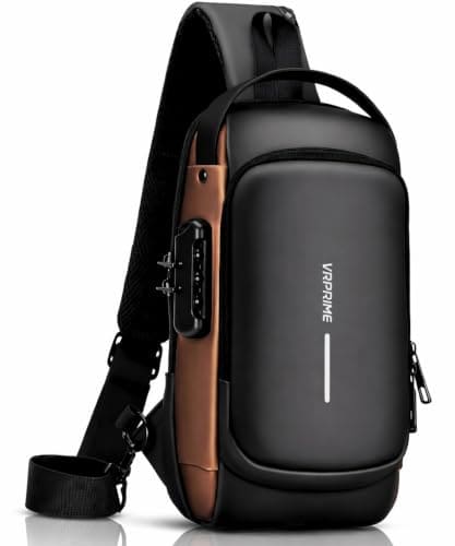 🛒 Sling Side Bag For Men | Anti-Theft Smart Waterproof Crossbody Chest Bag for Travel | Messenger Bags Casual Shoulder Bag for Men and Women (ALLBLACK) (BLACK & SIDE GOLDEN)
