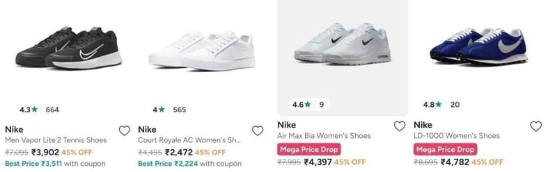 Myntra : Flat 45% Off On Nike Shoes.