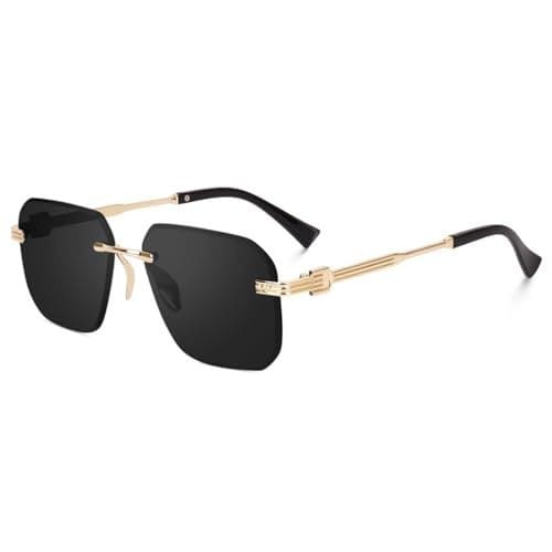 🛒 Dervin UV Protected Square Rimless Sunglasses for Men and Women (L, Black)