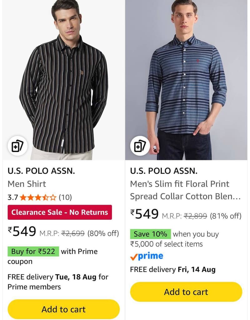 US POLO Men Shirts at 80% Off.