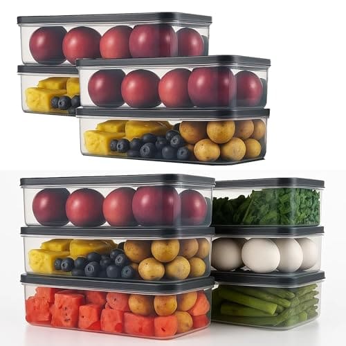 Sulfar Air Tight Plastic Fridge Storage Containers Set for K...