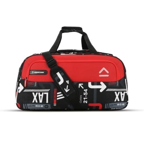 🛒 uppercase JFK 55 Cm Duffle Bag | 44 LTS |Dust Resistant Travel Polyester Duffle Bag | Spacious Main Compartment|Adjustable Shoulder Strap | Sustainable Duffle Bags for Women & Men|(Red)