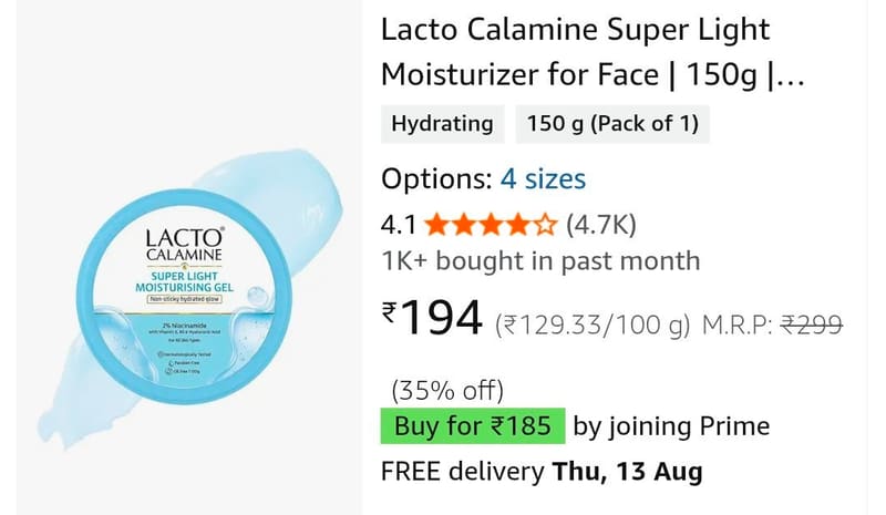 Lacto Calamine Beauty Products Upto 50% off Starts @169.