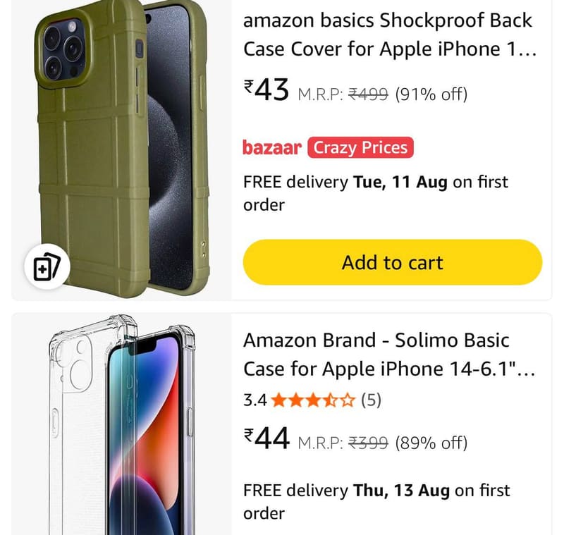 iPhone cases from ₹39.