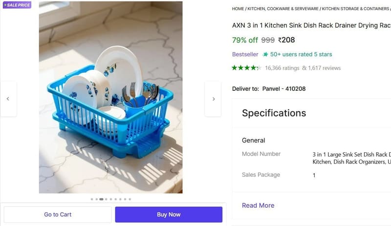 🔥  Dish Drainer @ ₹208