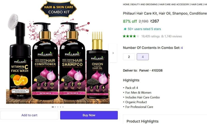 🔥  Phillauri Hair Care Kit @ ₹267