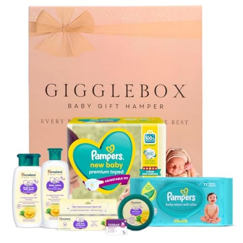 GIGGLEBOX Premium Baby Gift Hamper | Pampers Newborn Diapers...