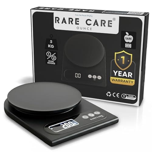 🛒 RARECARE Kitchen Weight Machine For Home | Electronic Weighing Machine for Food | Tare Function 1 Year Warranty | Dual Weight Setting | Weighing Scale For Kitchen | Model - Ounce, Black