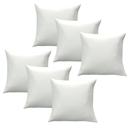 🛒 Kuber Industries (Pack of 6) Cushion Filler | 16x16 Inch | Cushion For Bedroom | Square Cushions For Sofa | Fluffy Microfiber Throw Cushion For Living Room | White