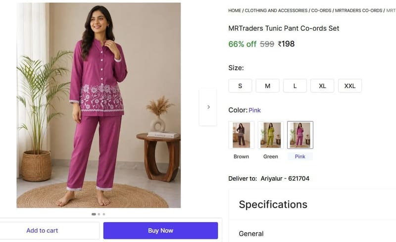 🔥  Tunic Pant Co-ords Set @ ₹198