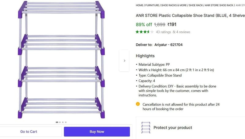 🔥  Plastic Collapsible Shoe Stand @ ₹191