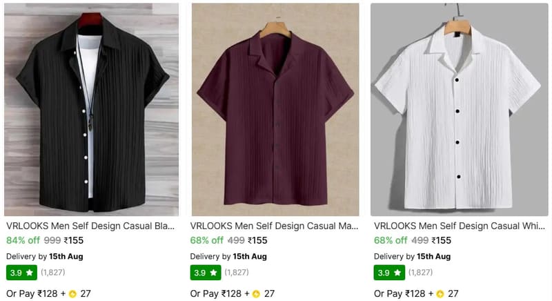 🔥  Grab : Men's Shirt @ ₹155