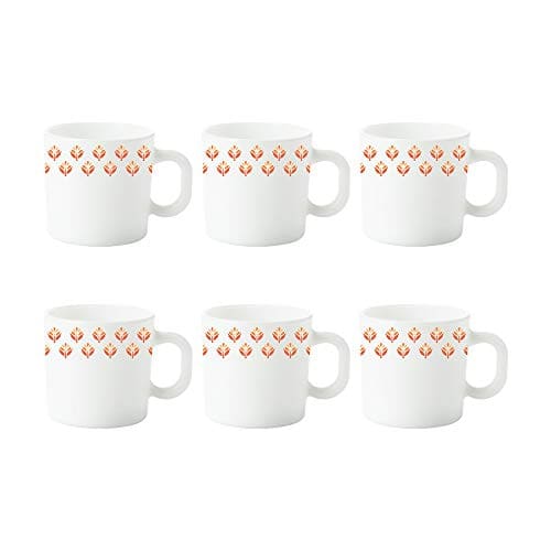 Larah by Borosil Gardenia Opalware Tea/Coffee Cup Set | 6 pc...