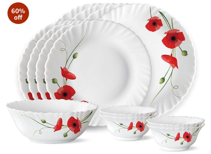 Larah Opalware Dinner Set Of 13 Pcs @753.