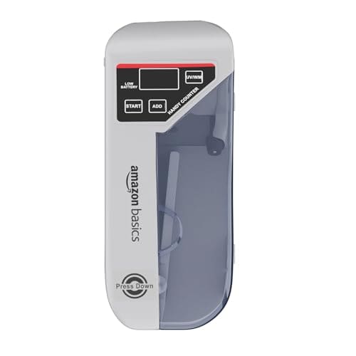 🛍️ Amazon Basics Portable LED Display Mini Note Counting Machine for Home, Office, Business | Indian Currency/Cash Counting Machine | UV/WM Function |Auto-shutoff | White