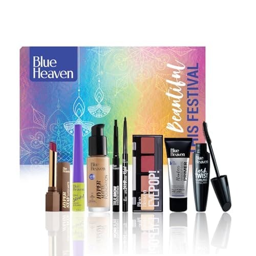 🛍️ Blue Heaven Festive Makeup Kit | Pack of 8 Makeup Products | All-in-One Makeup Set for Bridal, Party, Everyday & Gifting | Medium Tone | 28.8 gm + 46ml