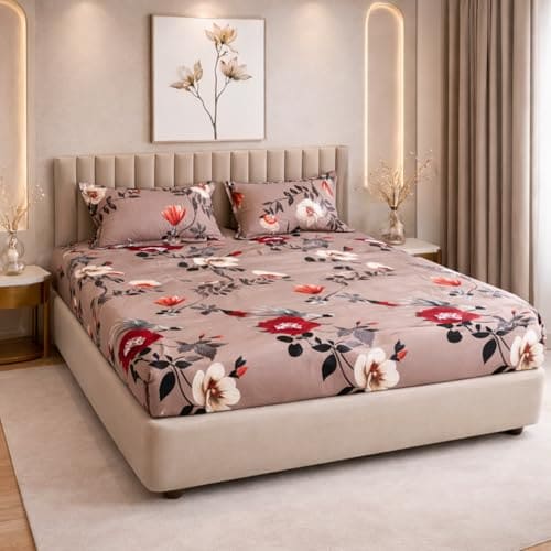 THEA King Size Double Bedsheet Set (Flat)| 100% Cotton Like ...