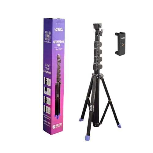 🛍️ Kreo Stayble Tripod Stand with Mobile Phone Holder for Mobile Phone, Ring Lights & Camera Light, Camera Stand Tripod for Video Recording & Video Shooting, Black, 1.6m