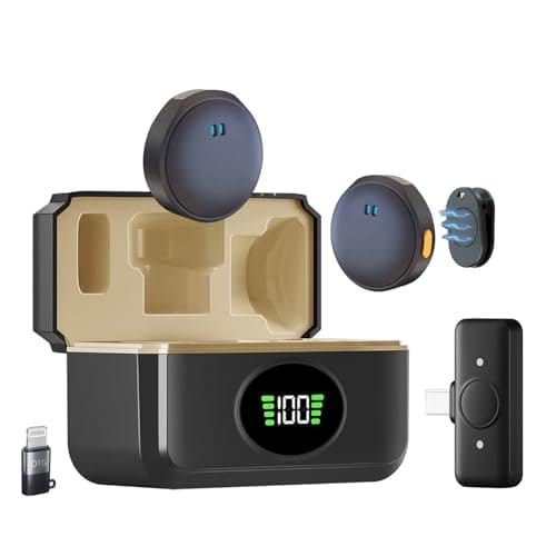 🛍️ Humble Velox V8 Dual Wireless Lavalier Microphone with LED Display Charging Case, Noise Cancelling Clip-On Mic for iPhone & Android, Real-Time Monitoring for YouTube, Vlogging & Podcasting