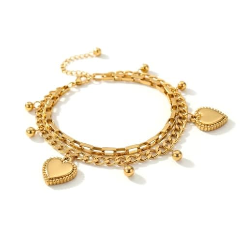 🛍️ PALMONAS Hearts All Over Bracelet for Women - Jewellery Gift for Girls & Women, Waterproof Anti Tarnish Bracelets | Stylish & Trendy Bracelet for Ladies