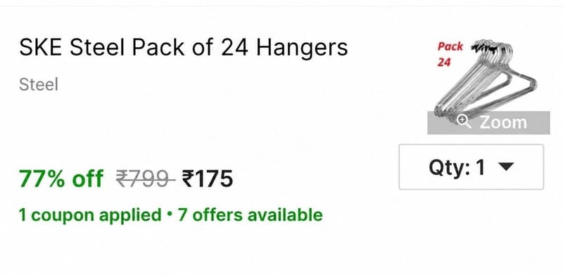 🔥Steel Pack of 24 Hangers @ ₹175