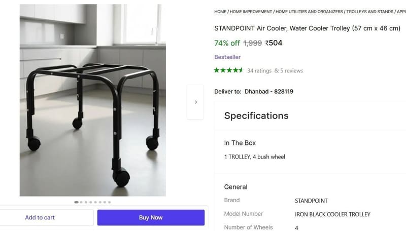 🔥  Water Cooler Trolley @ ₹504