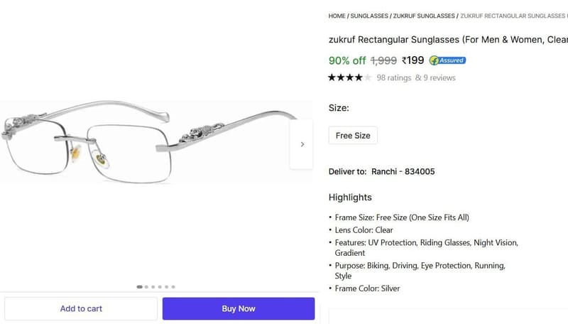 🔥  Rectangular Sunglasses @ ₹199